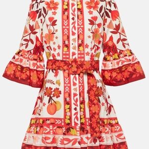 FARM Rio Red and Orange Floral Mini Dress